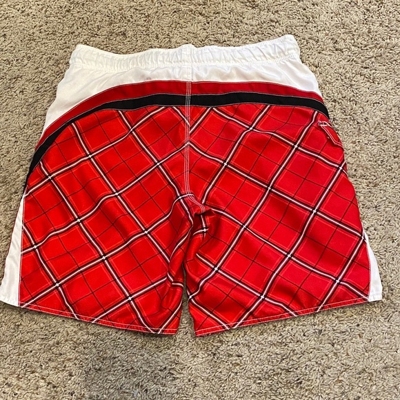 Men’s OP Swim Trunks Board Shorts Mesh Lined Red Black Plaid Sz Medium 32|34 VGC - Picture 4 of 6